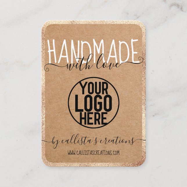 Handmade With Love Etsy Home Crafter Gold Logo Business Card (Front)
