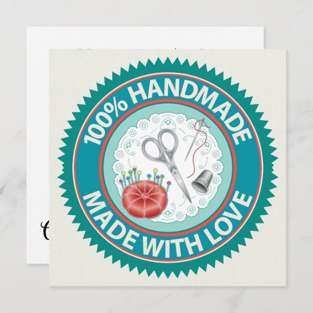 Handmade With Love Flat Card (Front/Back)