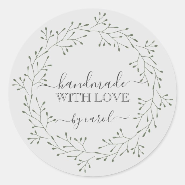 Handmade with love floral wreath Sticker (Front)