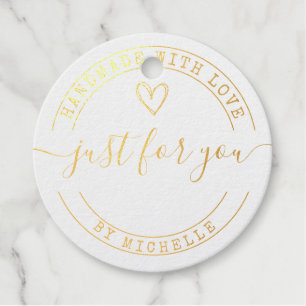 Handmade With Love foil monogram Favour Tags