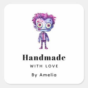 Handmade with Love Funny Frankenstein Monster Square Sticker