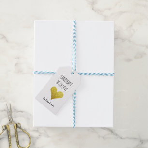 Handmade with Love Gold Heart   Social Media Gift Tags