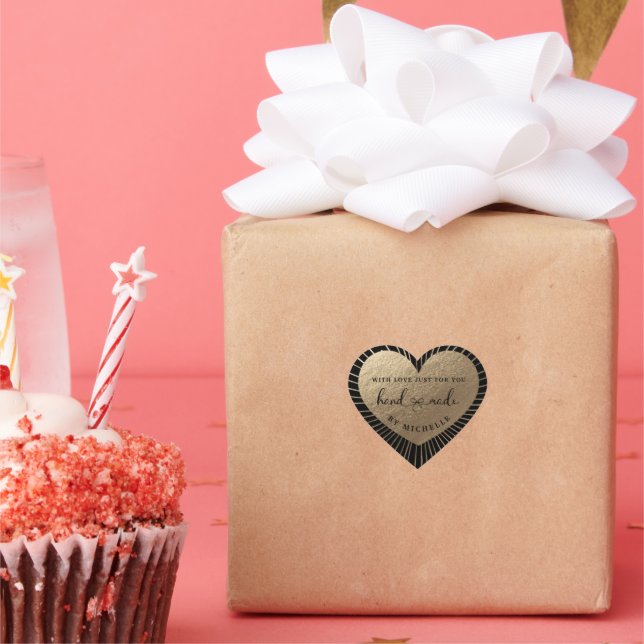 Handmade With Love gold sun heart Sticker (Party)