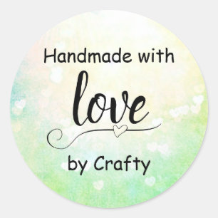 Handmade with Love Green Ombre Monogram Watercolor Classic Round Sticker