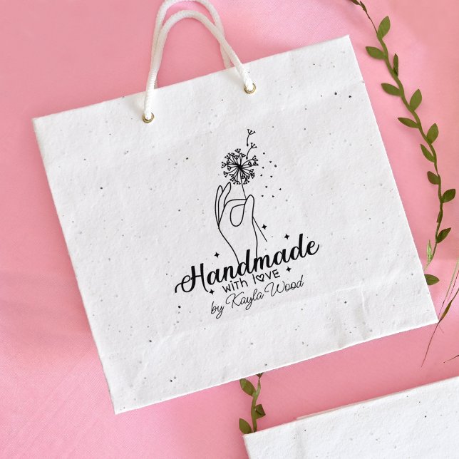 Handmade with love, Hand Dandelion Large   Rubber Stamp (Creator Uploaded)