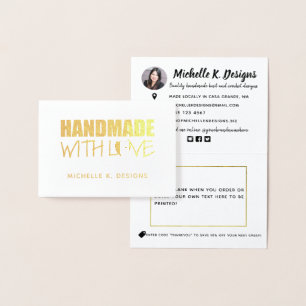 Handmade with Love Handmade Shop Info Note Foil Card