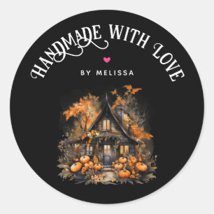 Handmade with Love Haunted House Halloween Classic Round Sticker