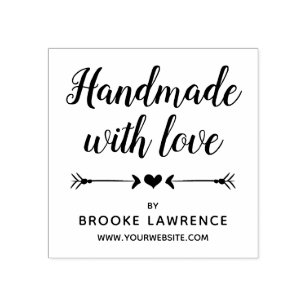 Handmade with Love - Heart & Arrows - Name Rubber Stamp