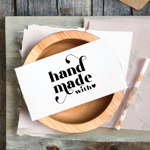 Handmade with Love Heart Custom Logo Black Business Card
