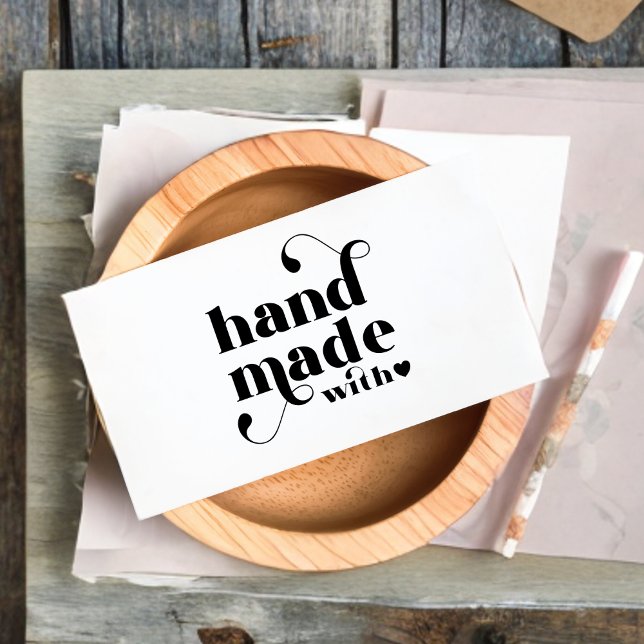 Handmade with Love Heart Custom Logo | Black  Business Card (Creator Uploaded)