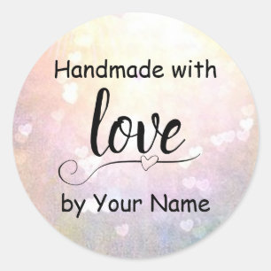 Handmade with Love Heart Label Monogram Watercolor