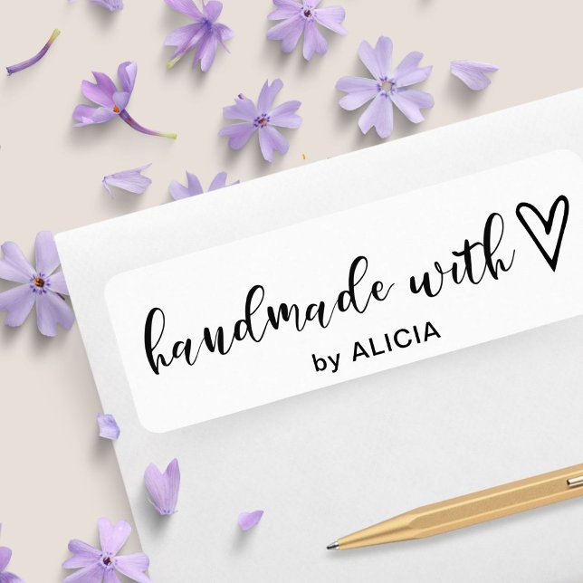 Handmade With Love Heart Monogram Label Return Address Label (Creator Uploaded)