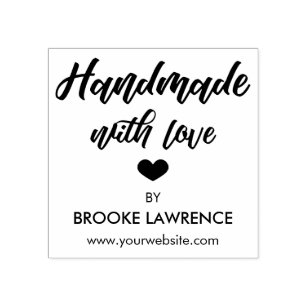Handmade with Love Heart & Name Rubber Stamp