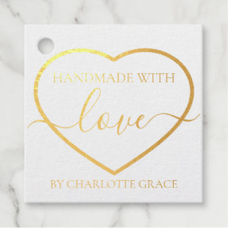 Handmade With Love Heart Personalised Favour Tags
