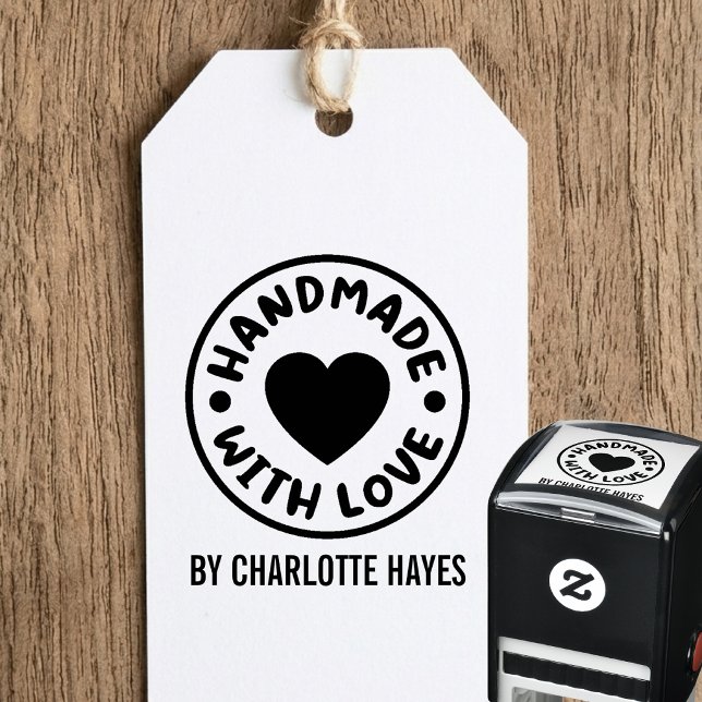 Handmade With Love Heart Round Small Business Self-inking Stamp (Creator Uploaded)