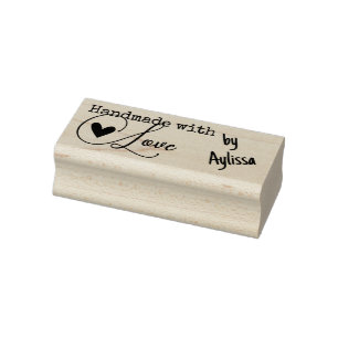 Handmade with Love Heart Simple Stylish Name Text  Rubber Stamp