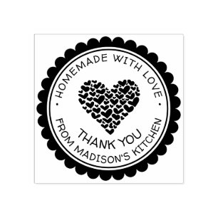 Handmade With Love Heart Thank You Personalized Rubber Stamp
