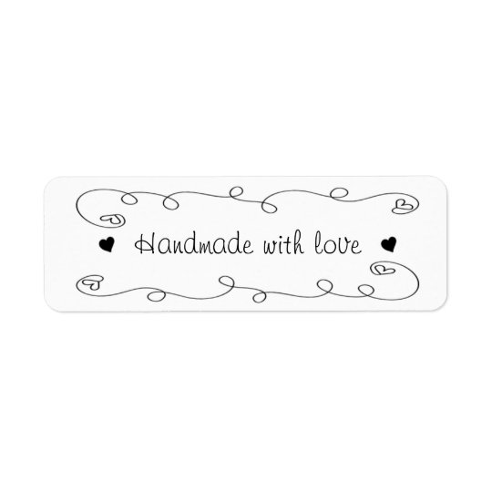 Handmade With Love Hearts Label Gift Tag Return Address Label
