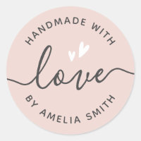 Handmade with love hearts name light blush pink