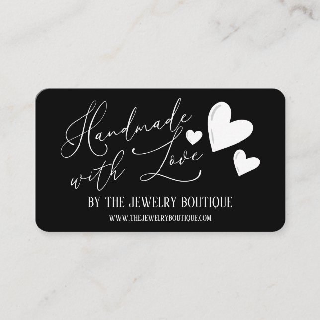 Handmade With Love Hearts Script Etsy Home Crafter Business Card (Front)