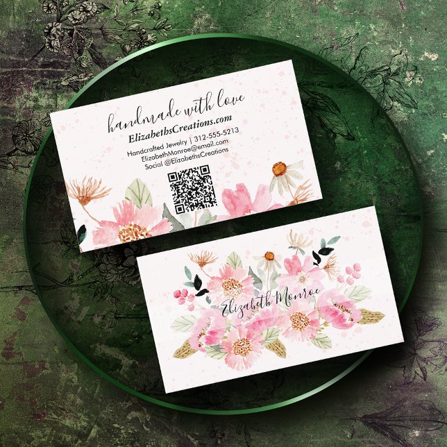 Handmade with Love Home Crafter QR Code Business Card (Creator Uploaded)