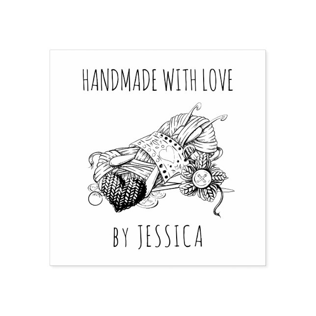 Handmade with Love Knitting and Crochet Yarn Rubber Stamp (Imprint)