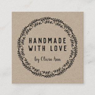 Handmade with Love Kraft Etsy Home Crafter Square Business Card