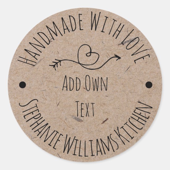 Handmade with Love Kraft Paper Label | Hand Drawn (Front)