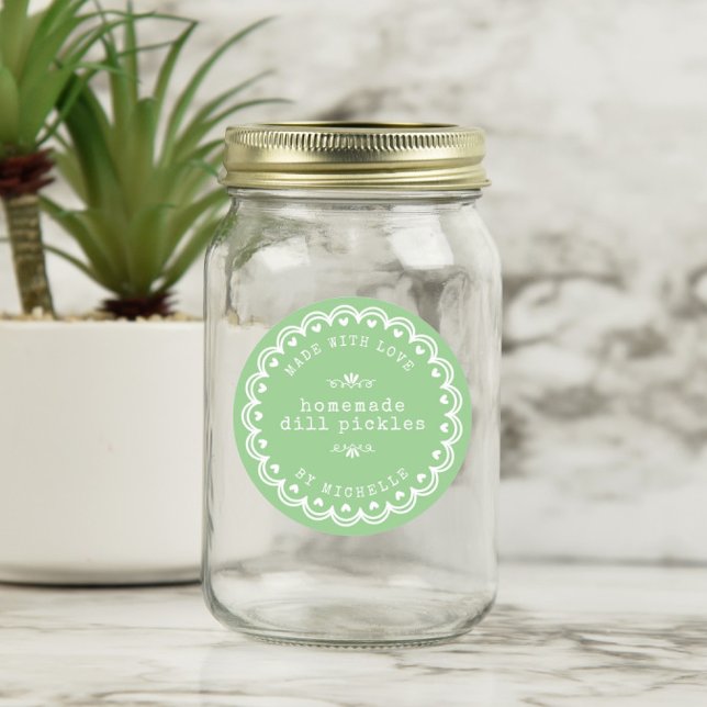 Handmade With Love Label Jar Green Canning Sticker (Creator Uploaded)