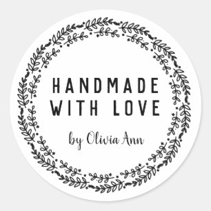 Handmade with Love Laurel  Personalised Sticker