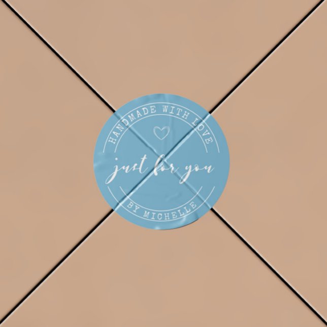 Handmade With Love Light Blue Personalised Sticker (Creator Uploaded)