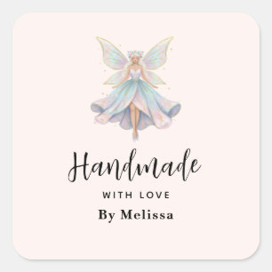 Handmade with Love Magical Angel Fairy Pastel Square Sticker