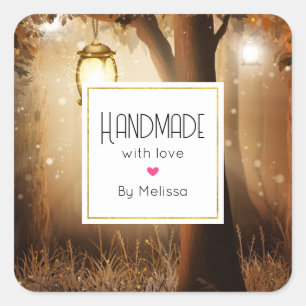 Handmade with Love Magical Forest and Fairy Lights Square Sticker