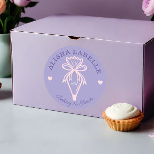 Handmade With Love Modern Bakery Piping Bag Purple Classic Round Sticker