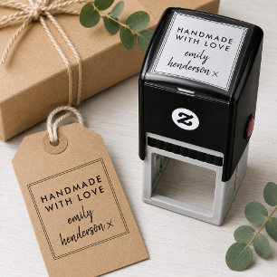 Handmade with Love   Modern Minimalist Stylish Self-inking Stamp
