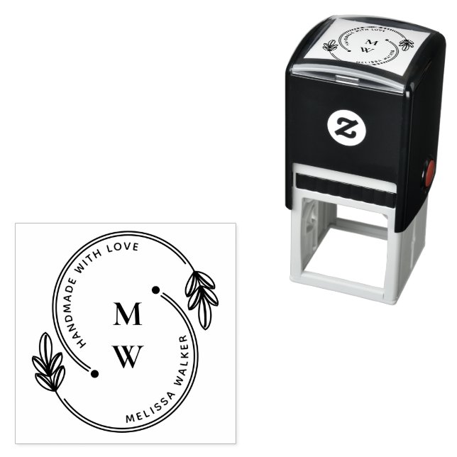 Handmade with Love Monogram Modern Self-inking Stamp (In Situ)