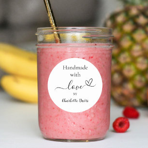 Handmade with love name brand colour classic round sticker