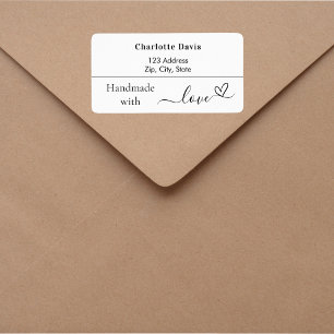 Handmade with love name brand colour return addres label