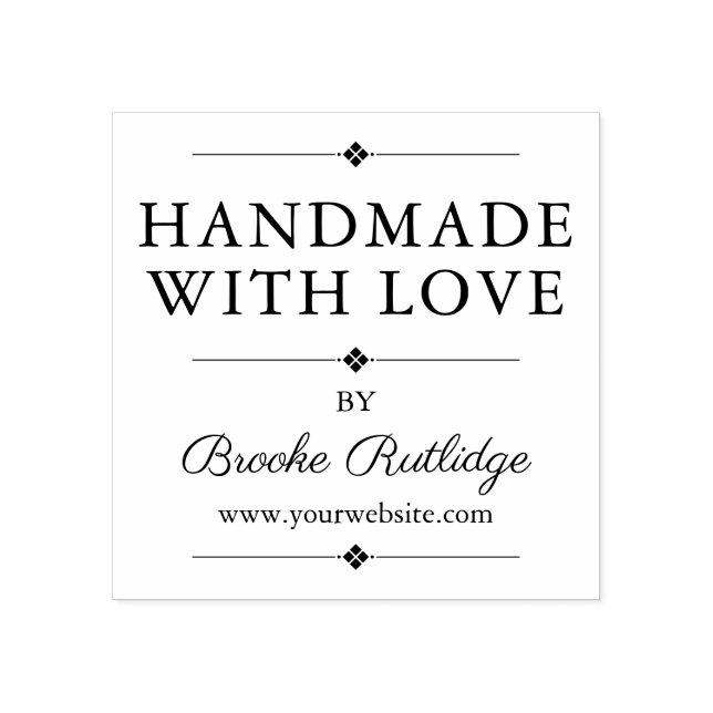 Handmade with Love - Name & Website Rubber Stamp (Imprint)