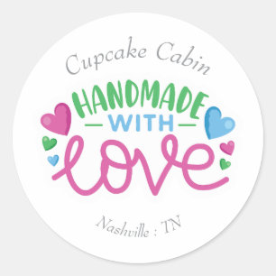 Handmade with Love Personalised Classic Round Sticker