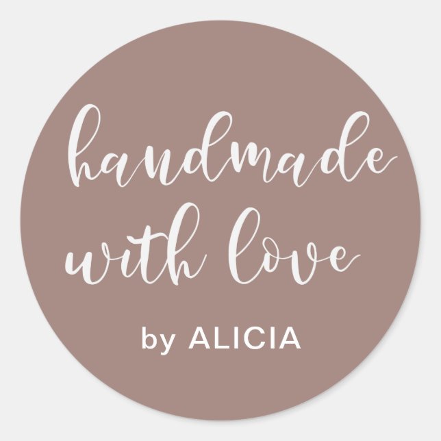 Handmade with love | Personalised Pastel Sticker (Front)