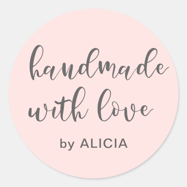 Handmade with love | Personalised Pastel Sticker (Front)