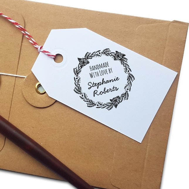 Handmade With Love Personalised Round Rubber Stamp (Creator Uploaded)