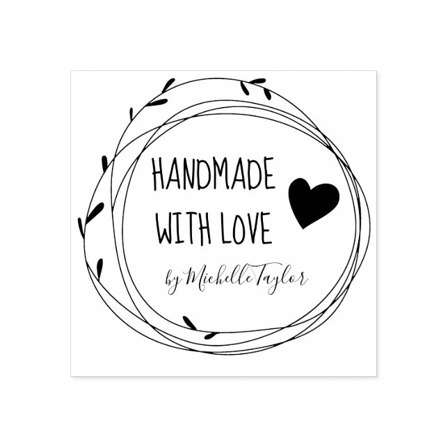 Handmade With Love Personalised Rubber Stamp (Imprint)