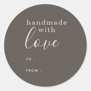 Handmade With Love Lavender Elegant Scrip Sticker | Zazzle 944