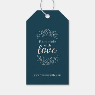 Handmade With Love petrol blue business Gift Tags