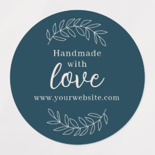 Handmade With Love petrol blue business sticker