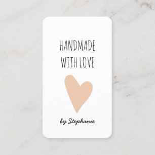 Handmade with Love Pink Heart   QR code & Social  Business Card