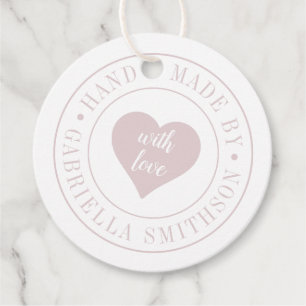 Handmade With Love Pink Round Product Price Tag