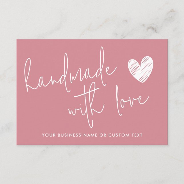 Handmade with Love Pink Thank You Candle Care Enclosure Card (Front)